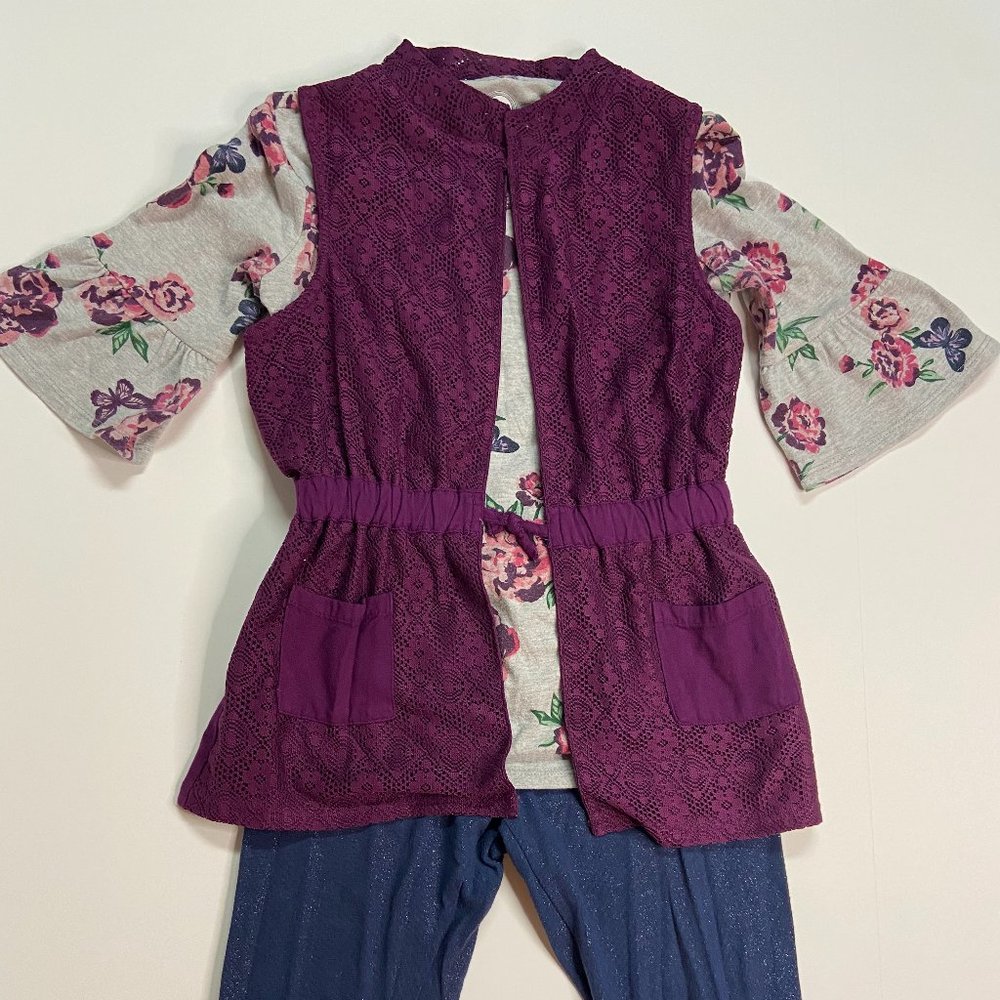 Wonder Nation Girls Set - Shirt,Vest, Pants Combo